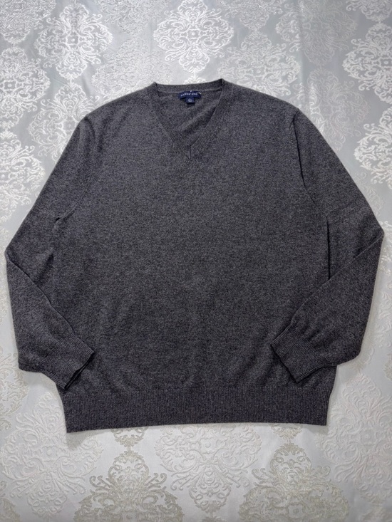Lands End 100% Cashmere Vneck Sweater Grey Size Large - Picture 6 of 8